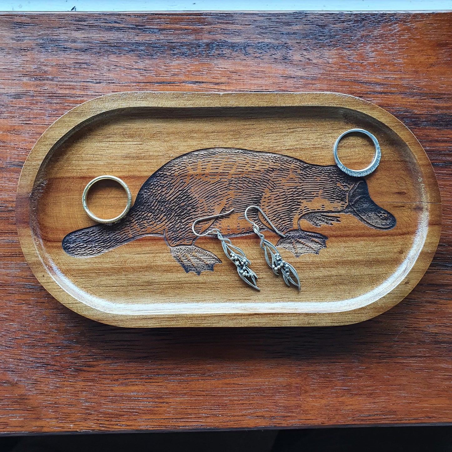Platypus Australian Native Wood Trinket Tray Home Decor