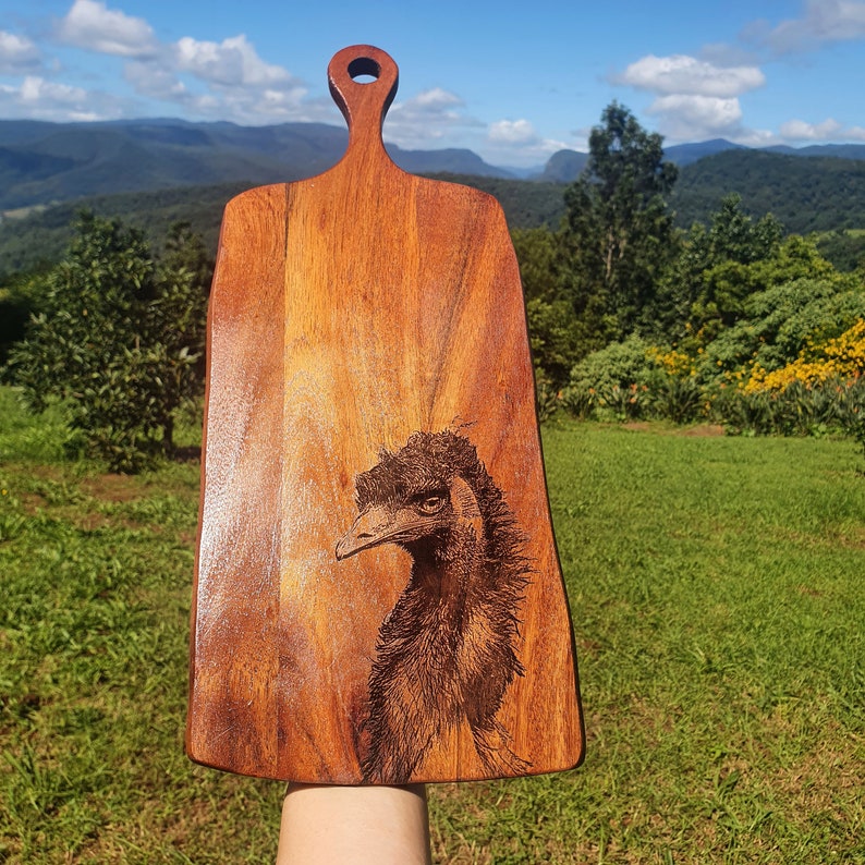 Emu Custom Engraved Australian Native Hardwood Chopping/Cutting/Serving Paddle Board