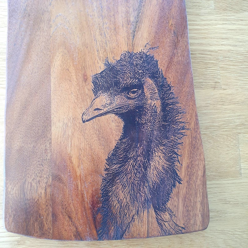 Emu Custom Engraved Australian Native Hardwood Chopping/Cutting/Serving Paddle Board