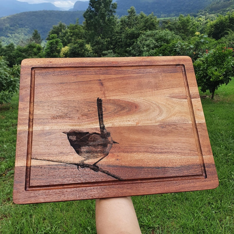 Fairy Wren Custom Engraved Australian Native Cutting Chopping Cutting Serving Board