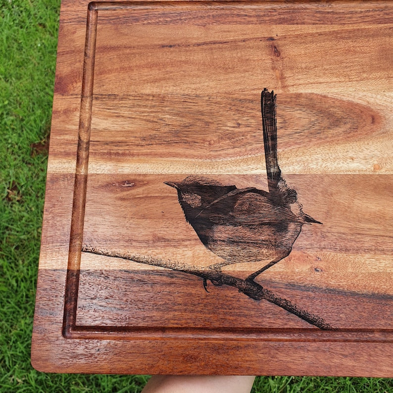 Fairy Wren Custom Engraved Australian Native Cutting Chopping Cutting Serving Board