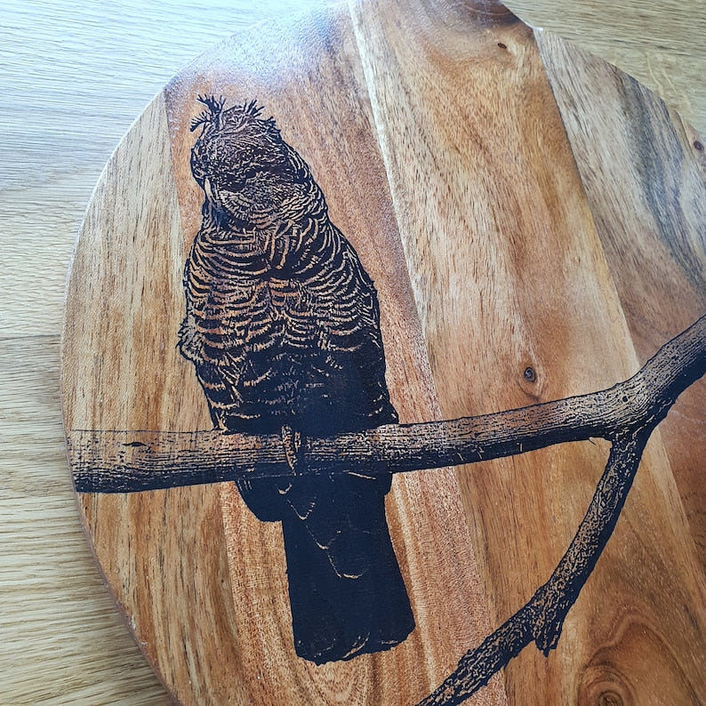 Gang Gang Cockatoo Australian Native Engraved Cutting Chopping Serving Board