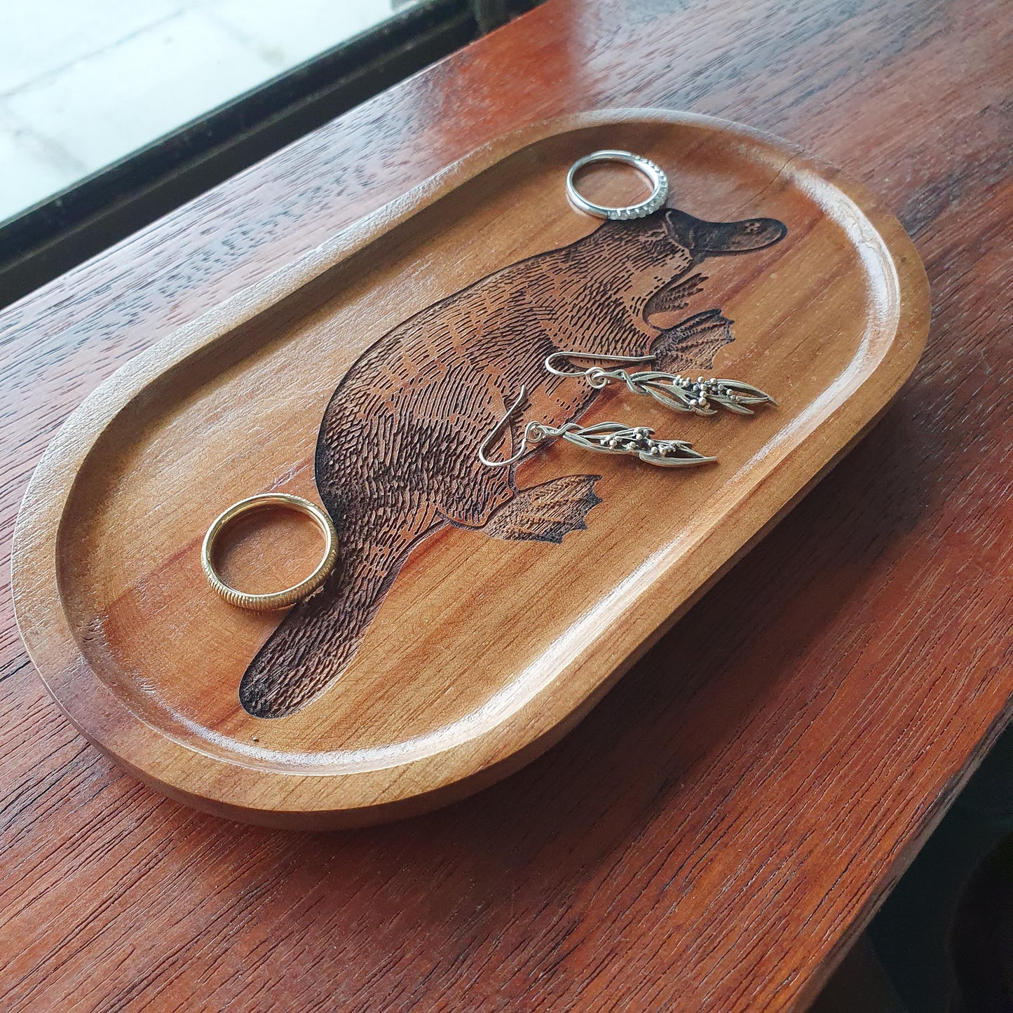 Platypus Australian Native Wood Trinket Tray Home Decor